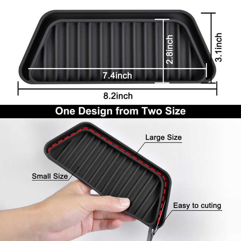 Kindga Refrigerator Drip Catcher Tray,Protector Ice And Water Dispenser Pan,Fridge Spills Water Pad Catch Basin For Drainage 2 Pack (Rectangular,Black) - Image 2